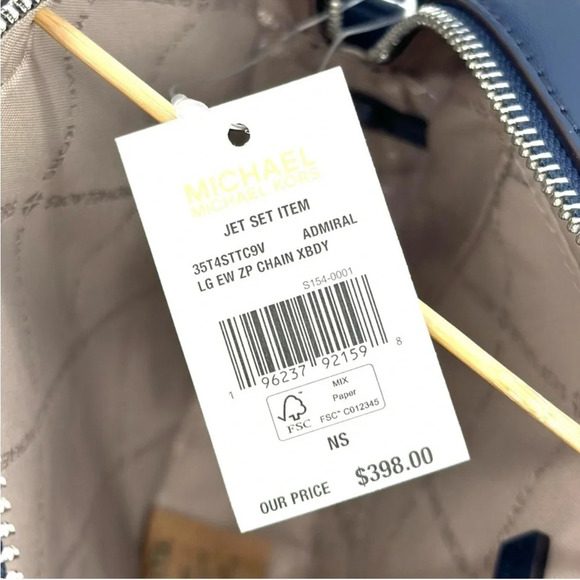 Michael Kors Large EW Zip Chain Xbody Crossbody Bag Admiral Navy - Picture 11 of 11